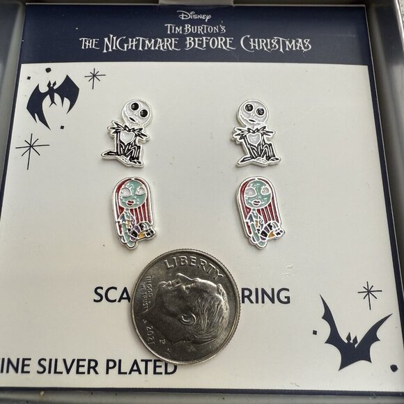 Jack Skeleton Sally Burton Nightmare Before Christmas Earrings Scaring is Caring - Picture 3 of 6